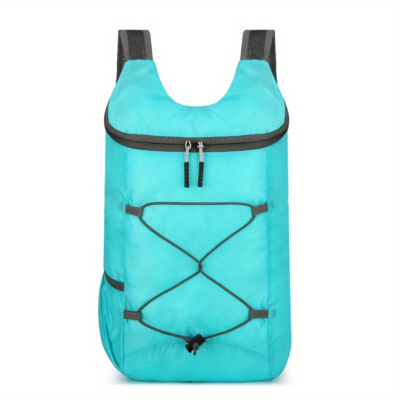 TEMU Hiking Bag Travel Outdoor Sports Solid Color Large Capacity Zipper Backpack Lightweight Foldable Storage Double Shoulder Bag, Birthday Gift,