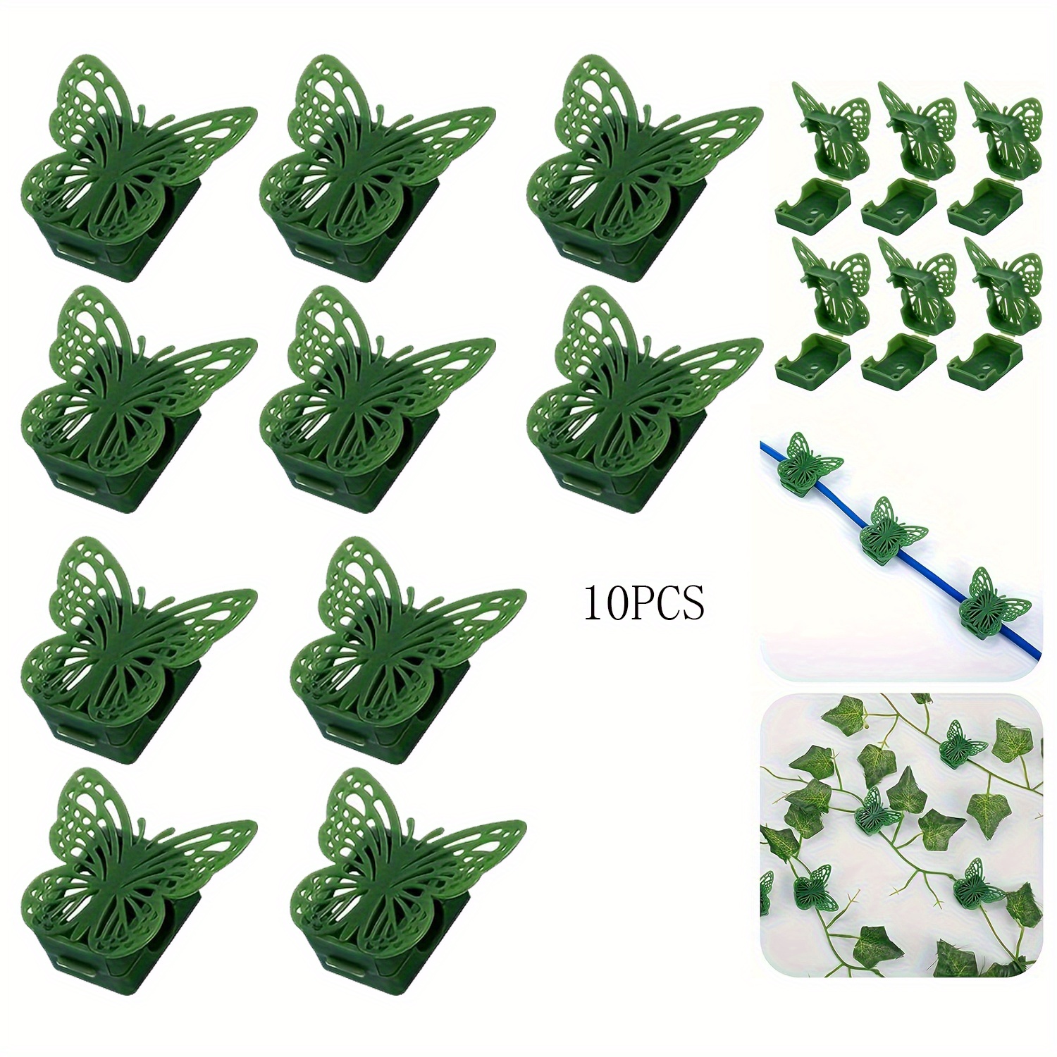 

10pcs, Plant Climbing Wall Fixture Clips With Adhesive Stickers Spring Butterfly Shape Vine Fixer Clips For Climbing Plants Indoor Outdoor Fixing Vines Traction Invisible Holder
