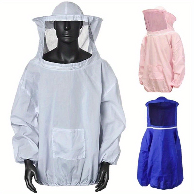 

1pc, Beekeeping Suit With Veil Hood, Protective Bee Jacket Multiple Colors, Anti-bee Anti-sting , Durable Fabric, Full Body Coverage, Unisex Design For Beekeepers (sizes In Description)