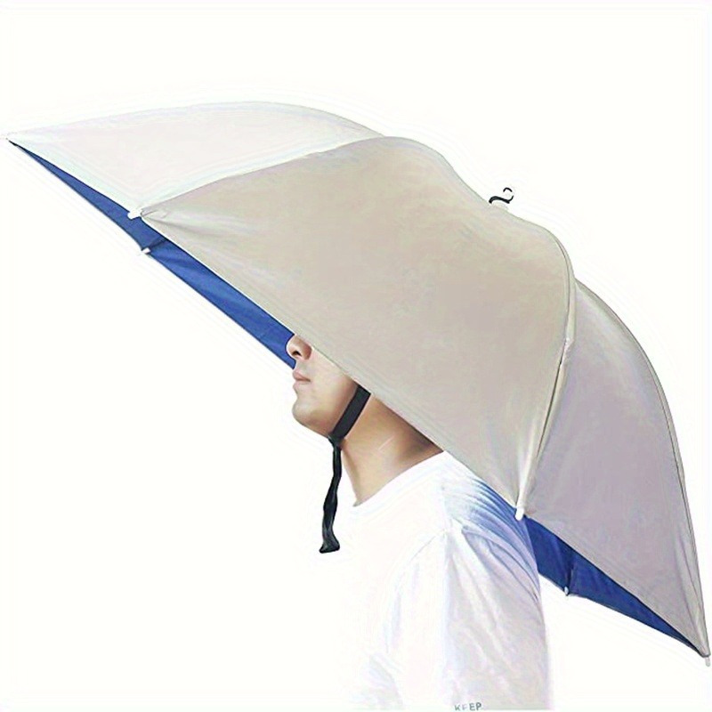 

1pc Fishing Umbrella Hat, Hands-free Foldable Windproof Umbrella Cap, Adjustable Headwear For Fishing Camping Gardening