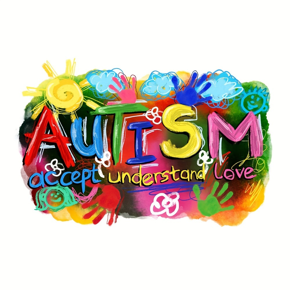 

1pc Autism Awareness Iron-on Transfer Sticker, Mixed Color Polyester, Diy Heat Transfer Applique For T-shirts, Jackets, Jeans - Accept, ,