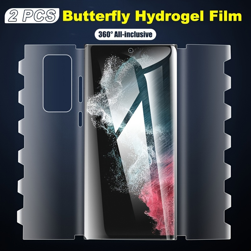 

2pcs All-in-one Butterfly Hydrogel Films For Samsung Galaxy S24 S23 S22 S21 S20 Ultra Plus Fe Screen Protector For Galaxy Note 20 Ultra Front Edge Back Camera 360° Full Coverage Hd Soft Film