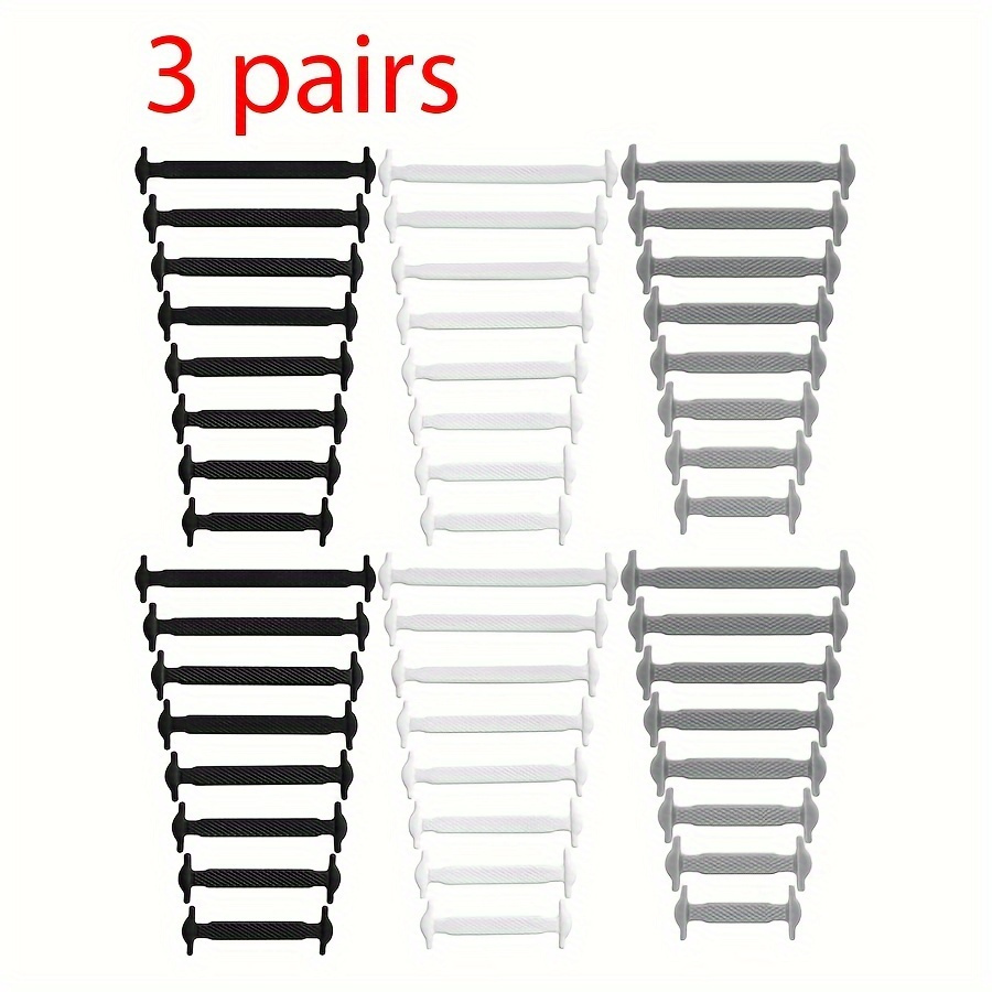 Image of 3/4pairs No-tie Silicone Shoe Laces For Women And Men - Easy, Comfortable, And Stylish Elastic Laces