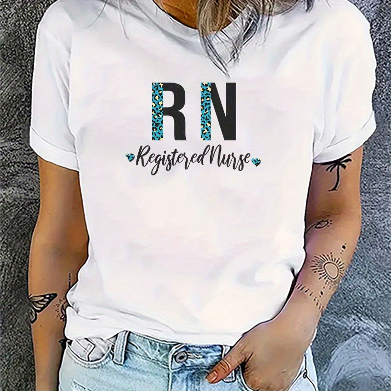 

Nurse Day - Happy Nurse Day Simple Print T-shirt, Fashion Casual Crew Neck Short Sleeve Sport T-shirt, Casual Daily Tops