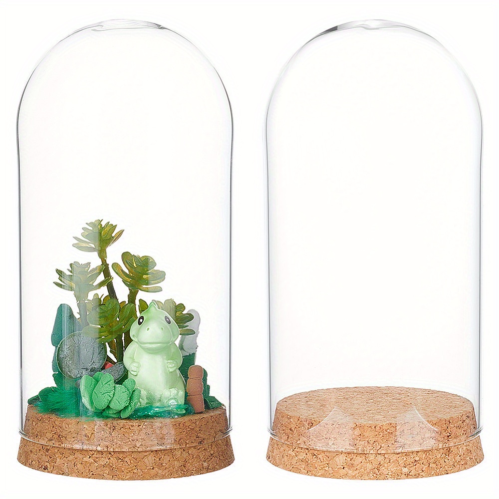 

2pcs Glass Dome Cover Display Case Cloche Bell Jar Terrarium With Cork Base 160mm