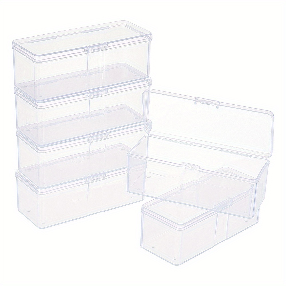 

8pcs Clear Plastic Storage Containers With Hinged , 4x1.7x1.4" - Ideal For Beads, Crafts, Jewelry & Small Items - , Transparent Organizer Boxes, Craft Storage