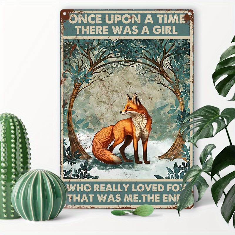 

1pc Vintage Aluminum Metal Tin Sign, Forest Fox Themed Home Wall Decor, 12x8 Inches Retro Art, For Home Room Living Room Office Decor, For Mother's Day Party Spring Graduation School Season Decor