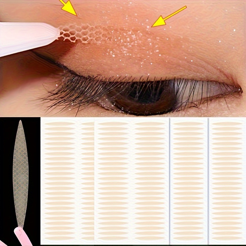 

Double Eyelid Sticker, 240pcs Eyelid Tape Sticker Invisible Double Fold Eyelid Lace Paste Clear Beige Stripe Self-adhesive Natural Eye Tape Makeup Tool