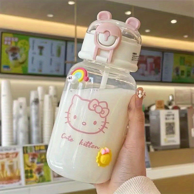 

1pc 600ml Hello Kitty Pochacco Transparent Straw Cup Anime Cartoon Kuromi Cinnamoroll For Boys Girls Kawaii Bottle Water Cup Gifts