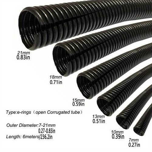 6 meters of black corrugated tubing for wire protection ideal for organizing cables for televisions wires and garden