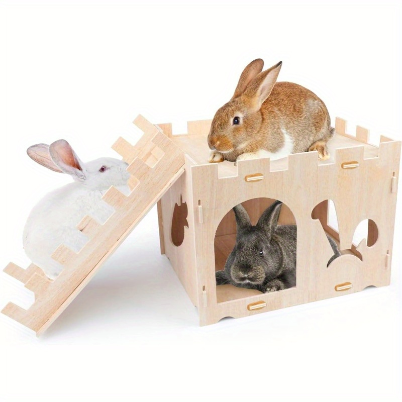 Extra Large Wooden Rabbit Castle Hideout Detachable Small Temu Spain