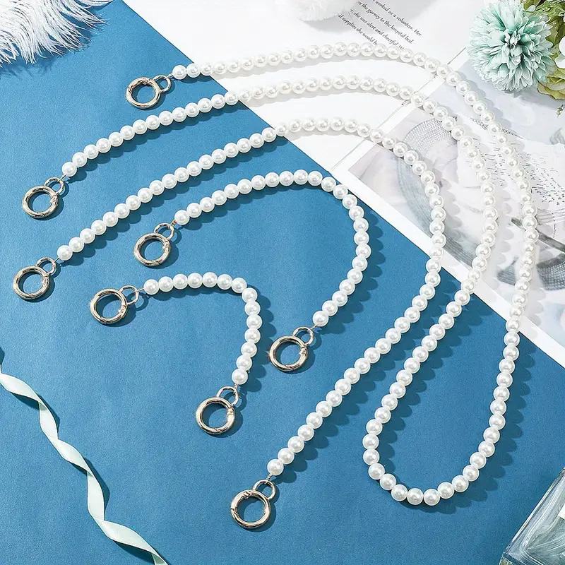 4pcs White Glossy Plastic Beads Bag Handles, Assorted Sizes ...