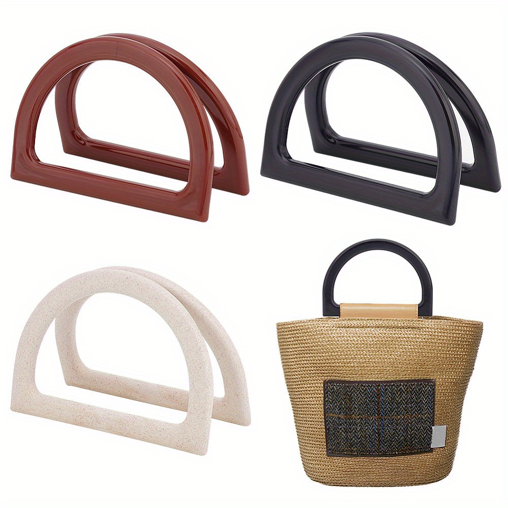 TEMU 6pcs D-shaped Imitation Wood Bag Handles, Mixed Colors, Replacement Accessories For Handbags, 3.31x4.69x0.35inch/8.4x11.9x0.9cm, Diy Craft Supplies, 2pcs/color