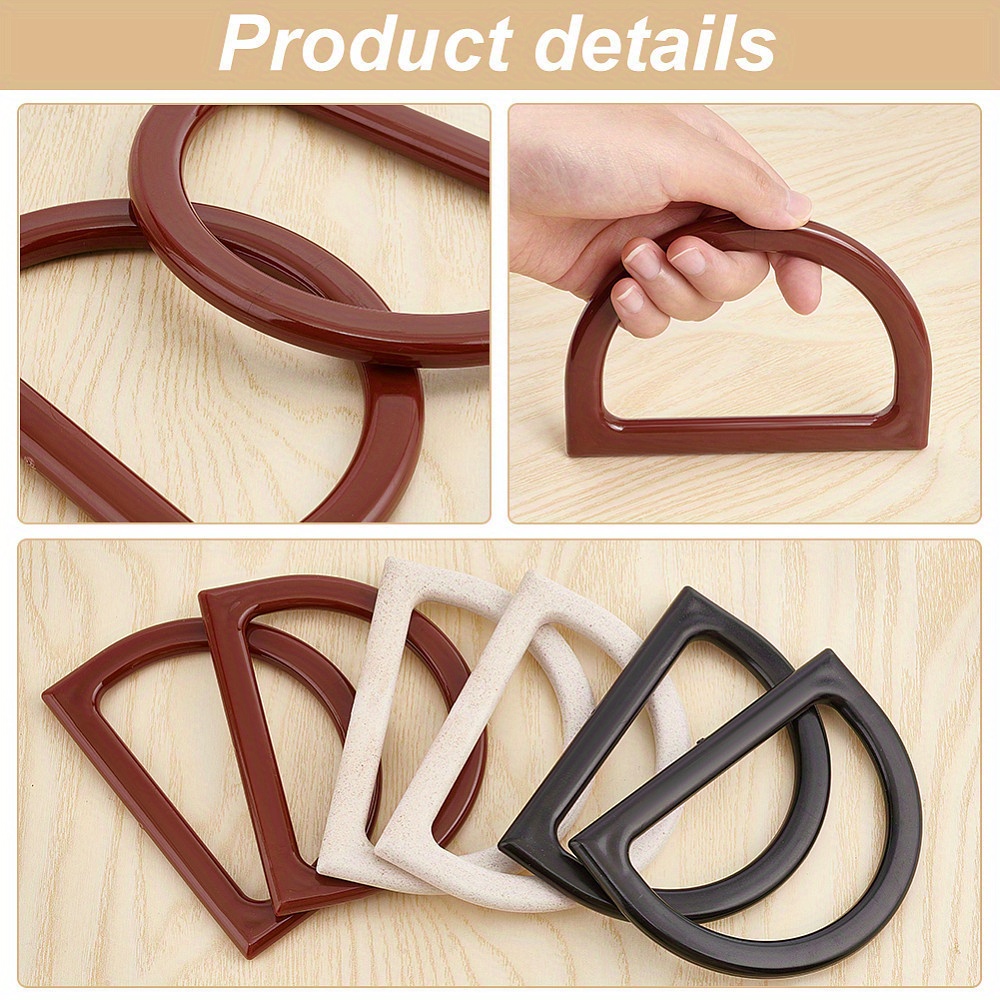 

6pcs D-shaped - Purse For Diy Craft Supplies - Mixed , 3.31x4.69x0.35inch/8.4x11.9x0.9cm, Replacement Accessories For Handbags, 2pcs/, To Install And