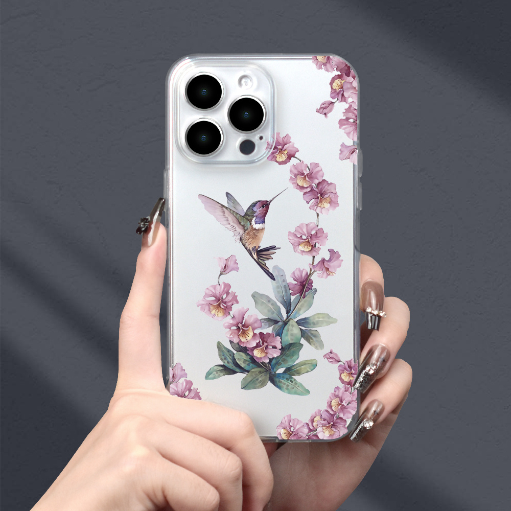 

Elegant Floral And Bird Pattern Transparent Phone Case With Full Lens Protection, Shockproof, Durable, Suitable For 11 12 13 14 15 Pro Max Xs Xr X 7 8 Plus Se, Perfect As A Gift For Family And Friend
