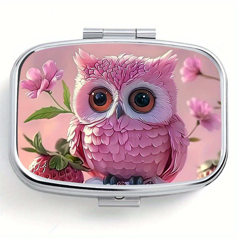 

1pcs Printed Pill 2 Compartments, Portable Metal Box For , , , Wallet - - Vitamin Organizer, Decorative Jewelry Earring Container, Moisture- For Use, Unique Small Box