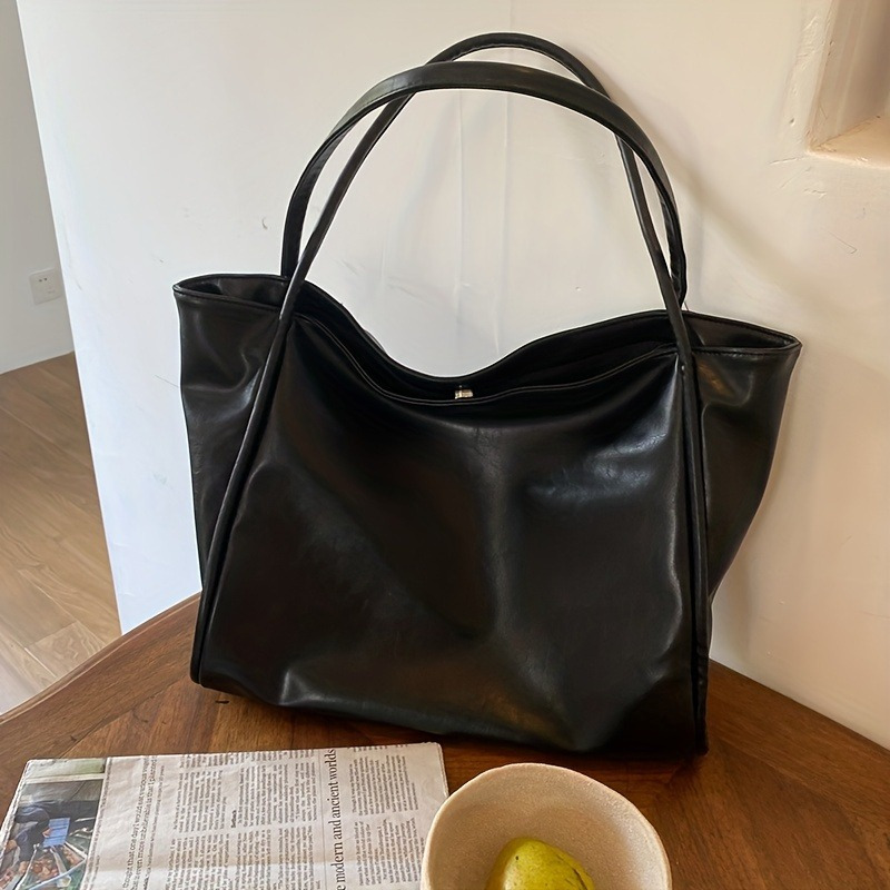 

Women's Minimalist Tote Bag, Large Capacity Shoulder Bag, Solid Color Bag For Work
