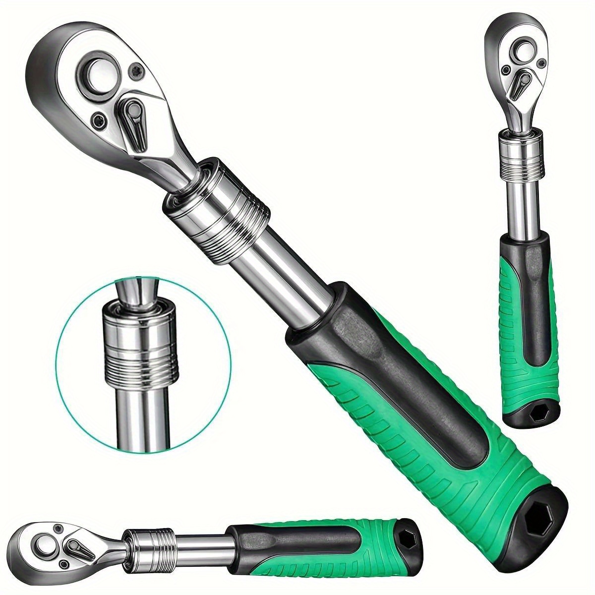 

1/4 Inch Drive Socket Ratchet Set Extendable Handle Wrench 72-tooth Quick-release Reversible