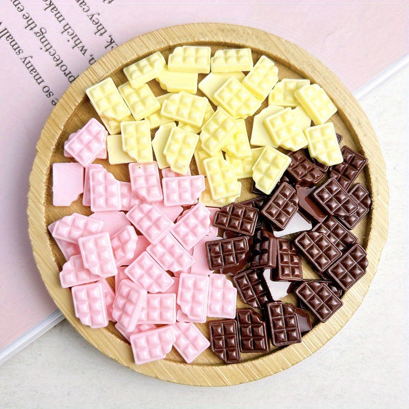 

20/80 Pcs Assorted Mini Resin Chocolate Nail Art Charms, Diy 3d Simulated Chocolate Craft Embellishments For Phone Case And Cream Glue Accessories