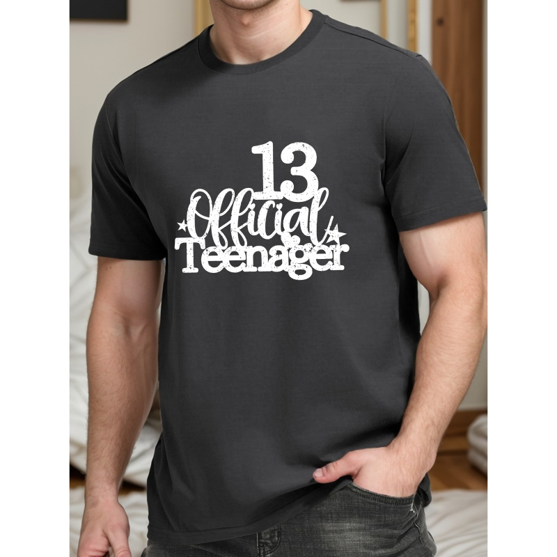 

13 Official Teenager Print Tee Shirt, Tees For Men, Casual Short Sleeve T-shirt For Summer
