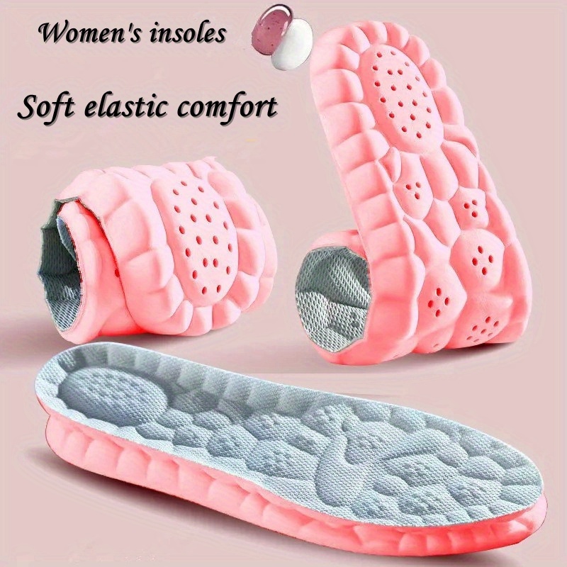 

1pair Women's Comfort Insoles, Soft Elastic Breathable Inserts, Customizable Size For Sports & Casual Shoes, Sweat-absorbent, Pink - Available In Sizes 35-45 (9-10.63 Inches)