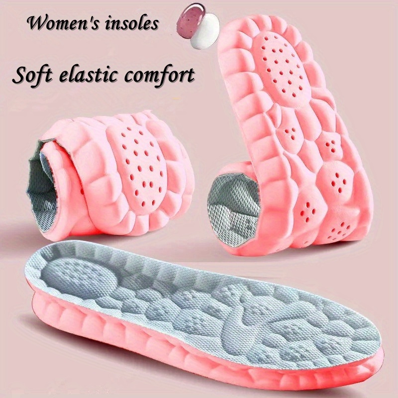 

1pair Women's Comfort Insoles, Breathable Inserts, Customizable Size For Sports & Casual Shoes, Sweat-absorbent, Pink - In Sizes 35-45 (9.63 Inches)