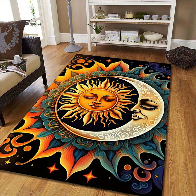 

1pc, Sun Moon Rug Anti-wrinkle, Non-slip Decorative Soft Rug To Decorate Your Living Room Bedroom Kitchen Bathroom Hiking Floor Mat