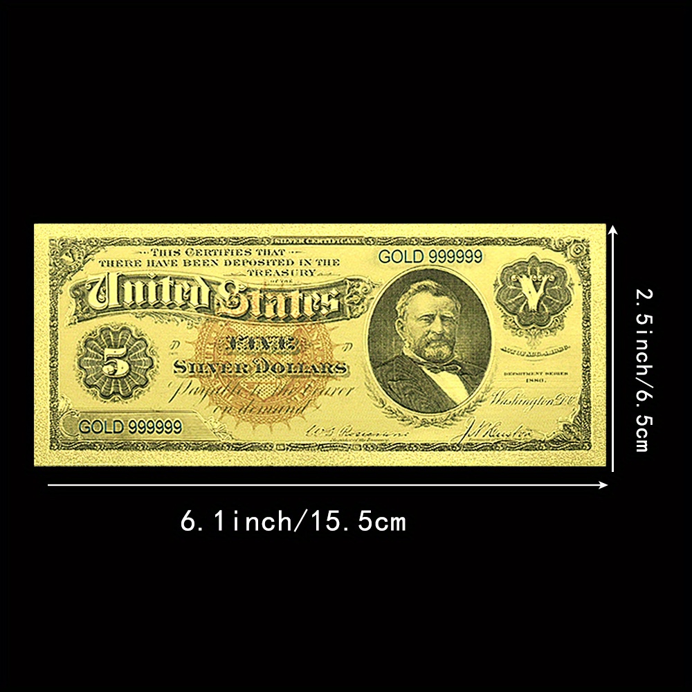 1 шт. винтажная американская   фольга 5 долларов сша памятная  , реплика валюты сша для коллекции, художественного ремесла, сезонного домашнего декора без перьев, не требуется батареек. 1