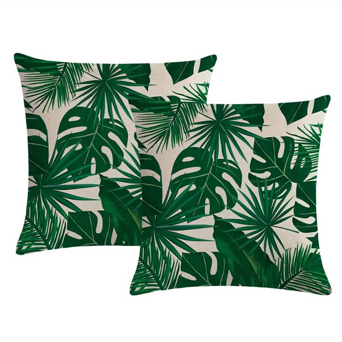

2pcs, Tropical Jungle Leaf Series Linen Single-sided 3d Printed Pillowcase Cushion Cover 3 Sizes Available Sofa Tatami Rice Decoration (pillow Core Not Included)