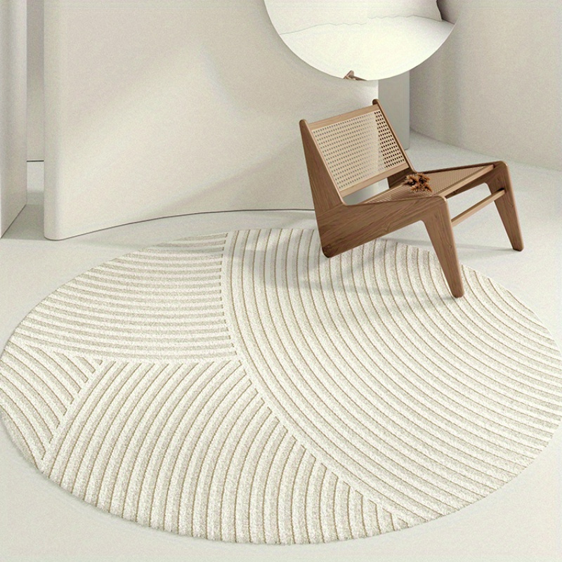 

Minimalist Round Area Rug - 100% Polyester, Lightweight Non-slip Floor Mat, Hand Washable, Soft Imitation Cashmere Carpet For Living Room, Bedroom, Dressing Room - Under 2.16m², Less Than 1.8m Side