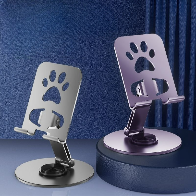 

360 Rotating Cat Paw Pattern Aluminum Alloy Phone And Tablet Stand, - Desk For Ipad And