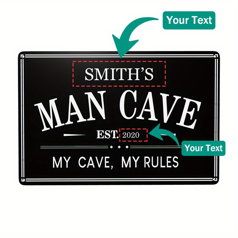 

1pc Custom Text Aluminum Man Cave Sign, Man Cave Decor, Man Cave Metal Signs Personalized Name Man Cave Sign Personalized Gifts For Men 12x8 Inch