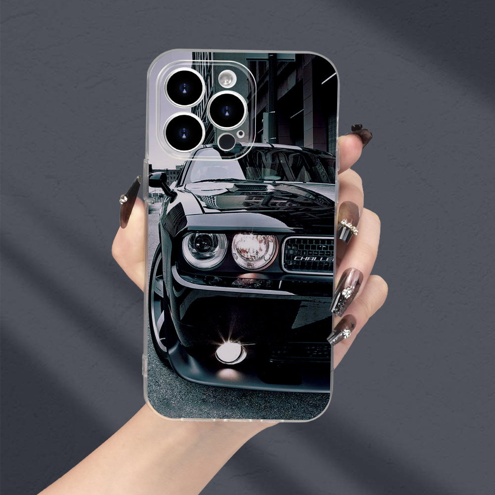 

Transparent Tpu Shockproof Ultra-thin Phone Case With A Pattern Of Cool Car, Suitable For Iphone11 12 13 14 15 Pro Max Xs Xr X 7 8 Plus Se, Featuring Classic Creative Label Design.