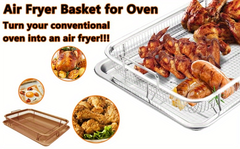 copper metal air fryer basket non stick oven tray mesh Temu Colombia