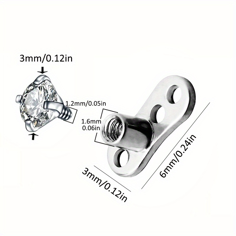 1pc sexy cute micro dermal piercing cz dermal anchor surface piercings for cartilage tragus labret body jewelry earrings aesthetic body modification accessory