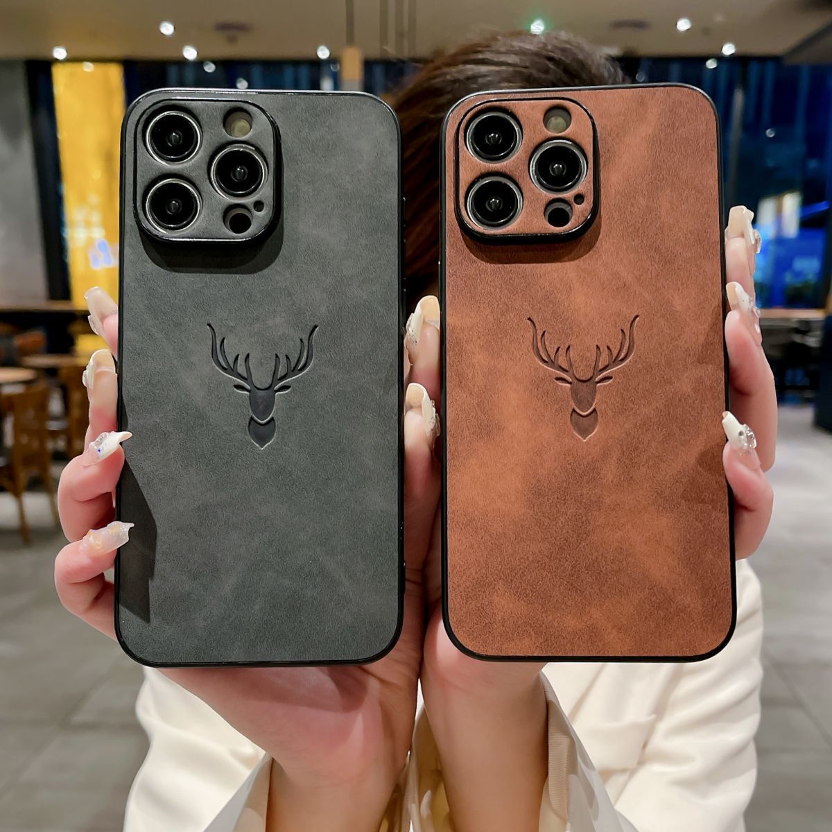 

Elk Leather Pattern Mobile Phone Case Suitable For Iphone 11 12 13 14 15 Pro Max, Full Protection Against Drops