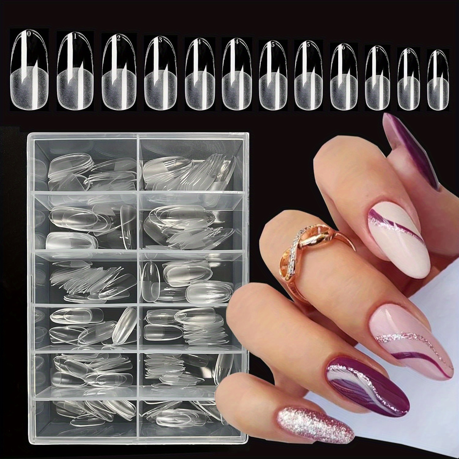 

Clear Medium Oval Nail Tips, Full Cover Acrylic Soft Gel Fake Nails, X Nail Tips Set For Salon & Home Nail Art Manicure