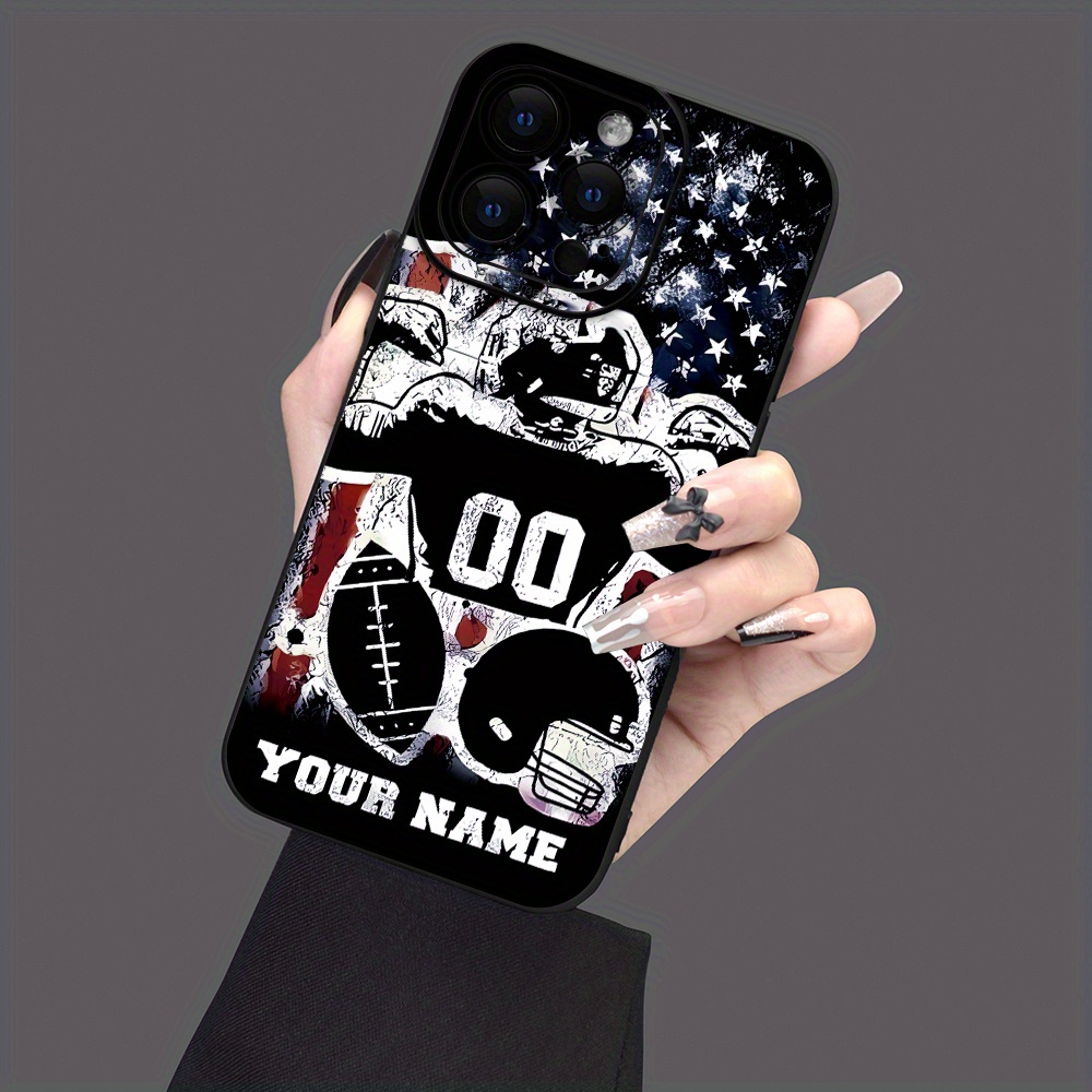 

Customizable Football-themed Phone Case, Full-body Shockproof Tpu Cover For & Samsung Galaxy Series, Transparent & Black Options, Feature