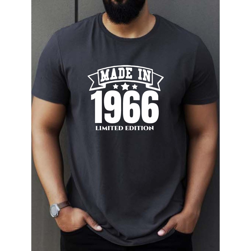 

Made In 1966 Print Tee Shirt, Tees For Men, Casual Short Sleeve T-shirt For Summer