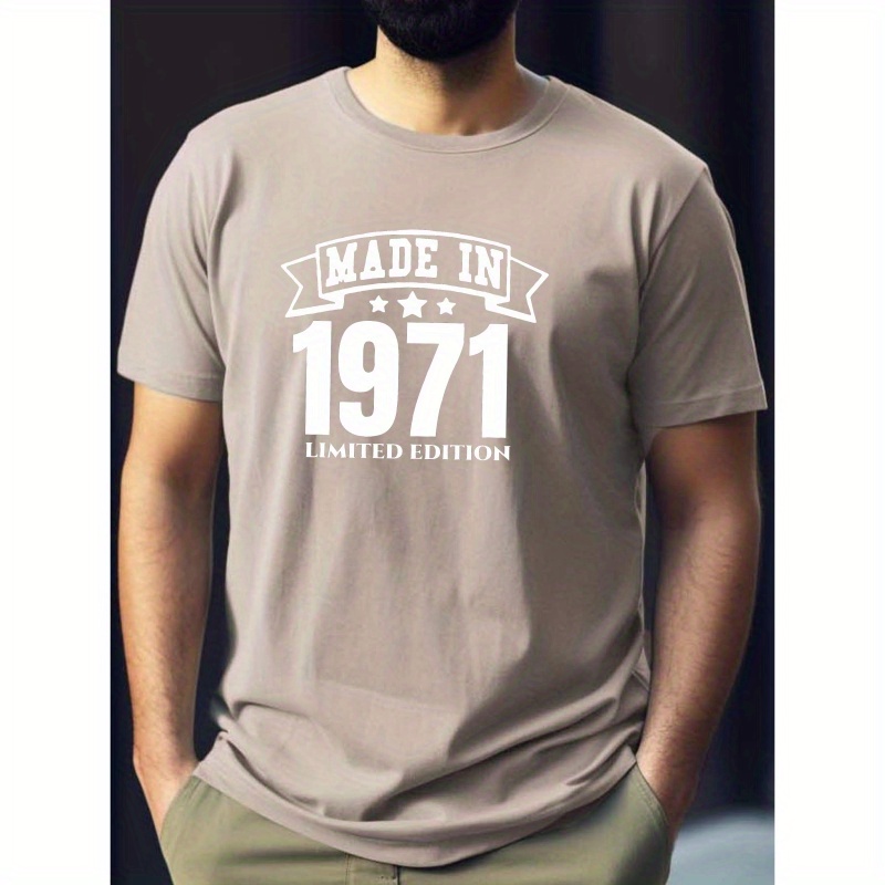 

Made In 1971 Print Tee Shirt, Tees For Men, Casual Short Sleeve T-shirt For Summer
