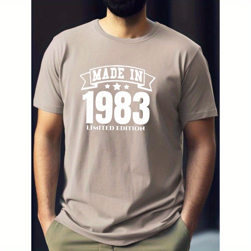 

Made In 1983 Print Tee Shirt, Tees For Men, Casual Short Sleeve T-shirt For Summer