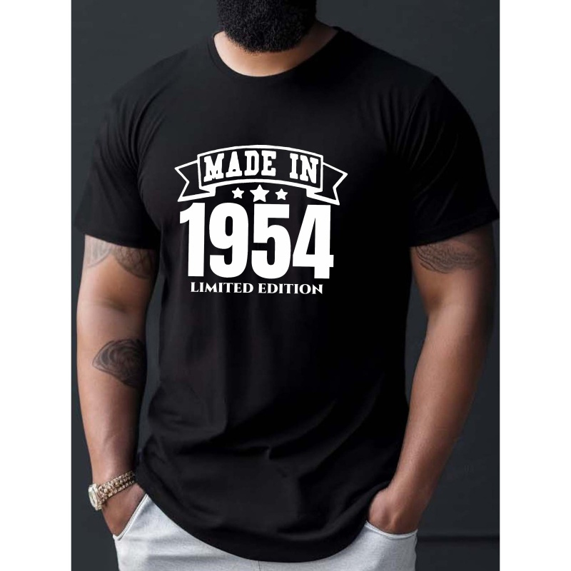 

Made In 1954 Print Tee Shirt, Tees For Men, Casual Short Sleeve T-shirt For Summer