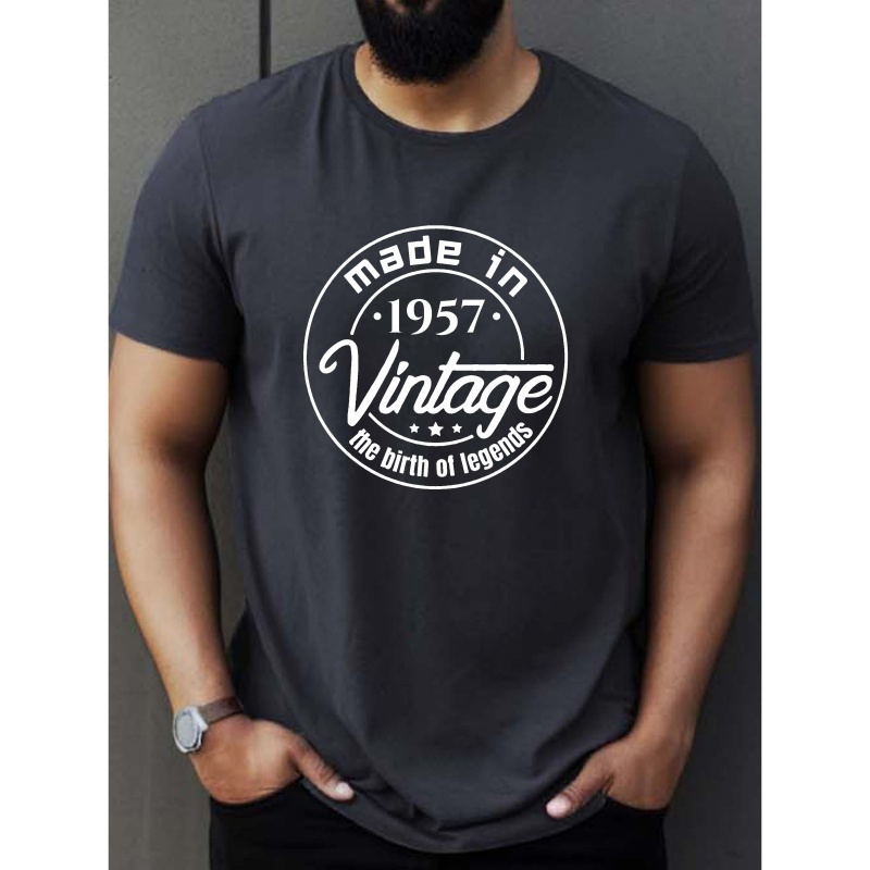 

Made In 1957 Print Tee Shirt, Tees For Men, Casual Short Sleeve T-shirt For Summer