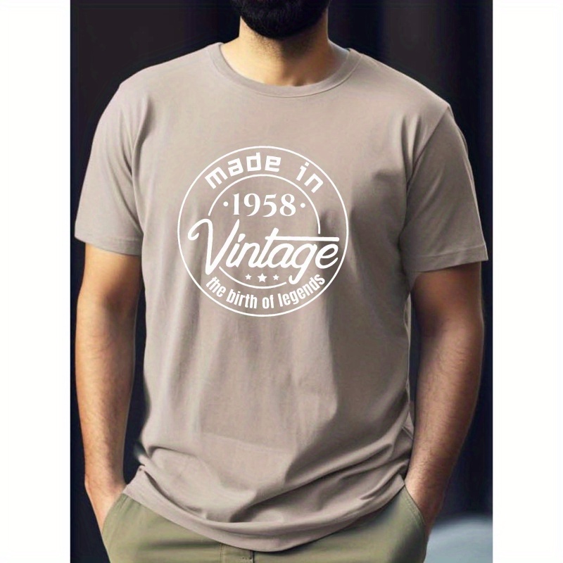

Made In 1958 Print Tee Shirt, Tees For Men, Casual Short Sleeve T-shirt For Summer