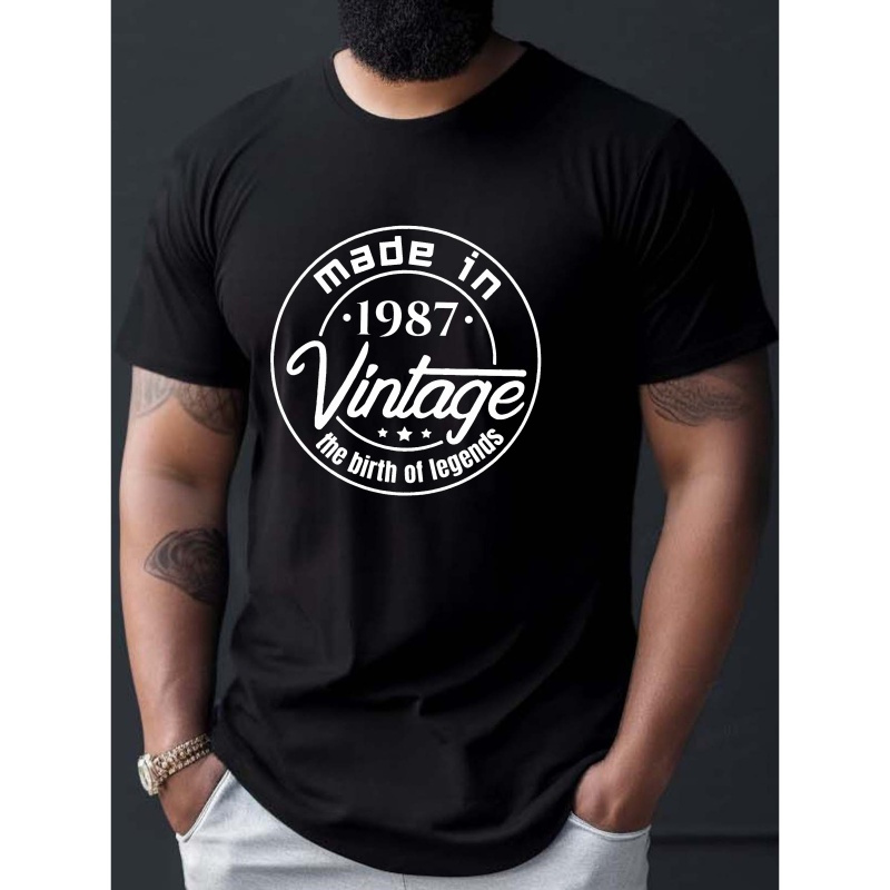 

Made In 1987 Print Tee Shirt, Tees For Men, Casual Short Sleeve T-shirt For Summer