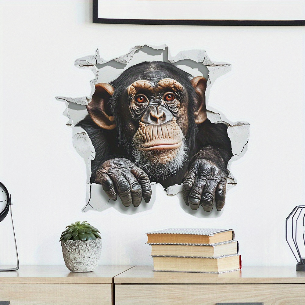 

1pc 3d Chimpanzee Wall Decal Sticker, Plastic Self-adhesive Decor For Door, Toilet, Bathroom Shower Room, Funny Gorilla Wall Art, Aesthetic Home Decoration, Room Decor, Beautify Your Home