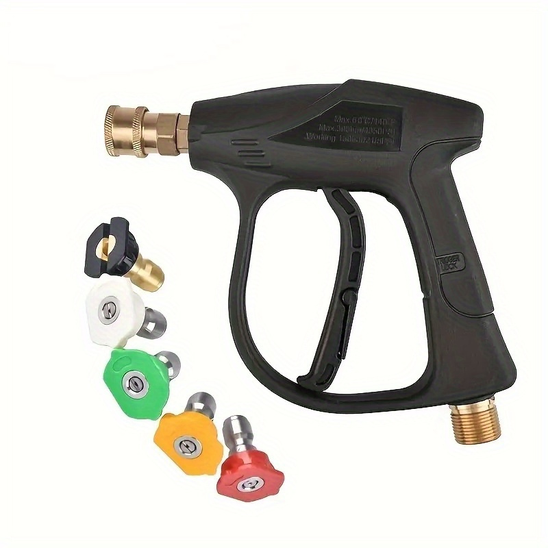 

High Pressure Washer Gun, 3000 Psi Max With 5 Colors Quick Connect Nozzles M22 Hose Connector 3.0 Tip