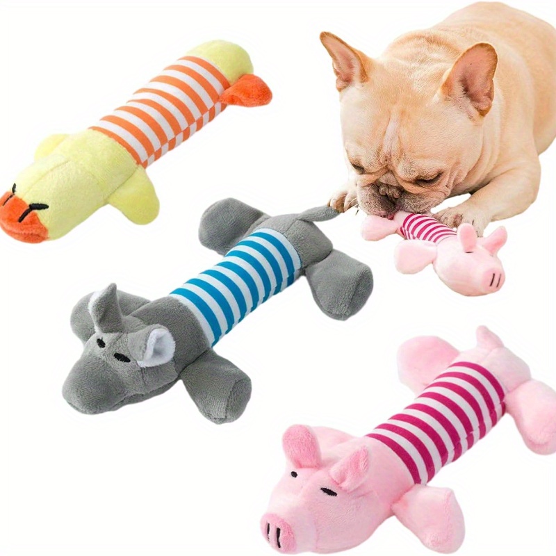 

1pc Cute Animal Design Pet Grinding Teeth Squeaky Plush Toy, Chewing Toy For Dog Interactive Supply