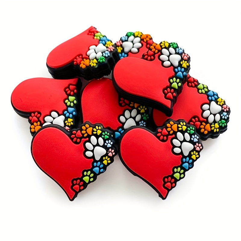 

10pcs Heart-shaped Dog Paw Silicone Beads, Multi-color Diy Jewelry Making Ideal For Custom Pens, Key Bag Chains, Necklaces, Bracelets Craft Supplies