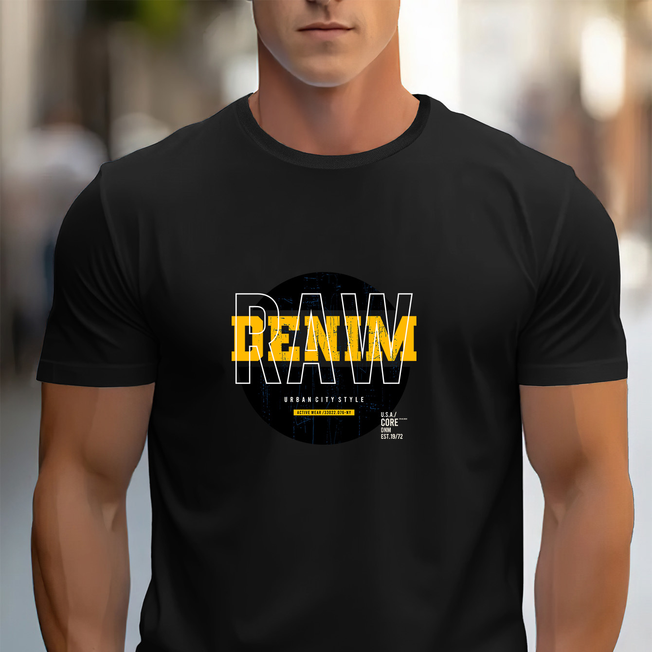 

Raw Denim Print Tees For Men, Casual Quick Drying Breathable T-shirt, Short Sleeve T-shirt For Running Training